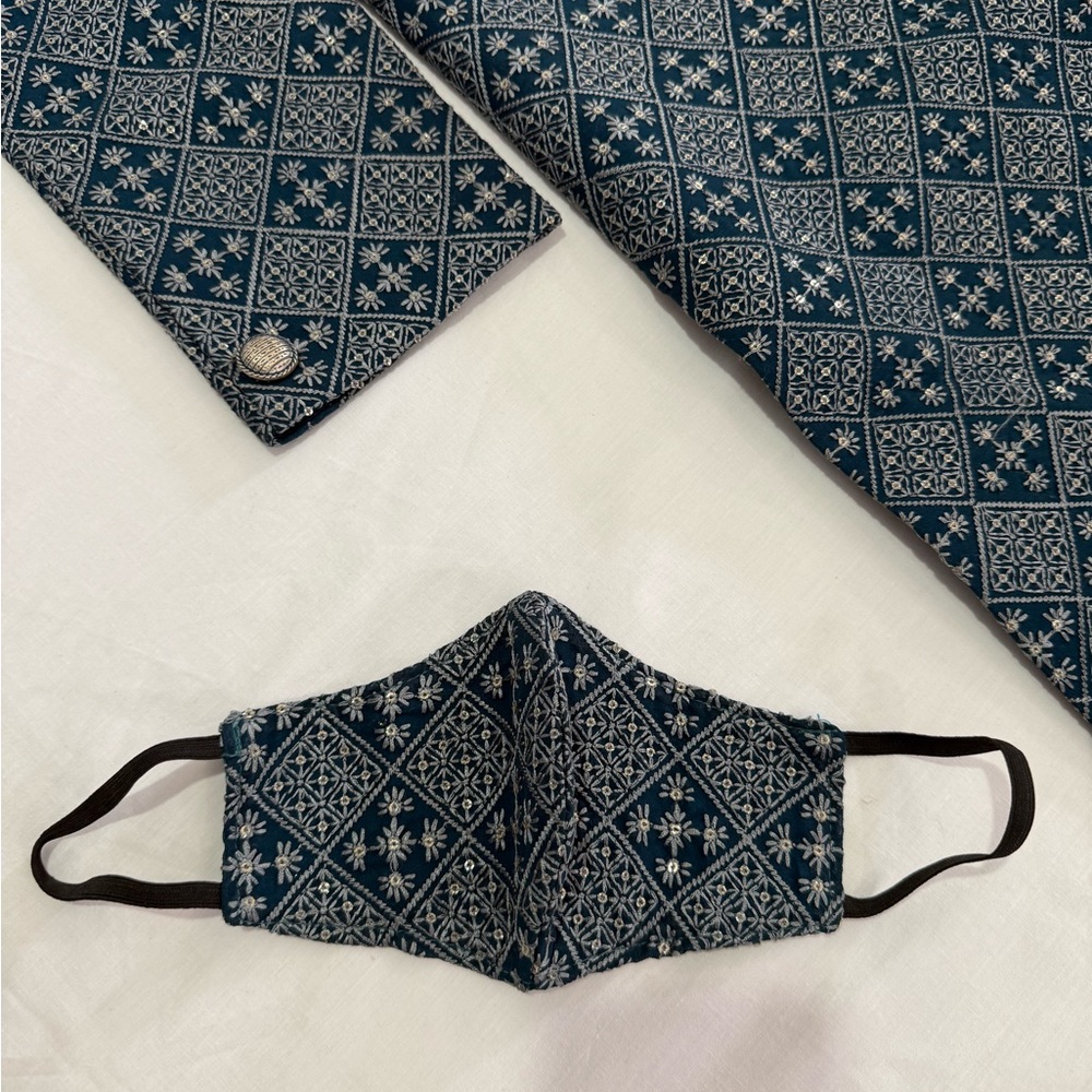 Blue Patterned Indowestern Full Set - Picture 8 of 8
